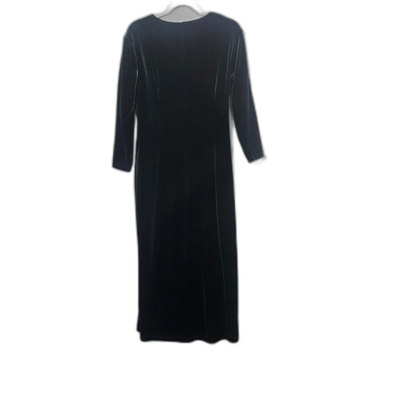 VTG Y2K Robbie Bee Velour Stretch Emerald Green Midi Dress M/L - Picture 6 of 6